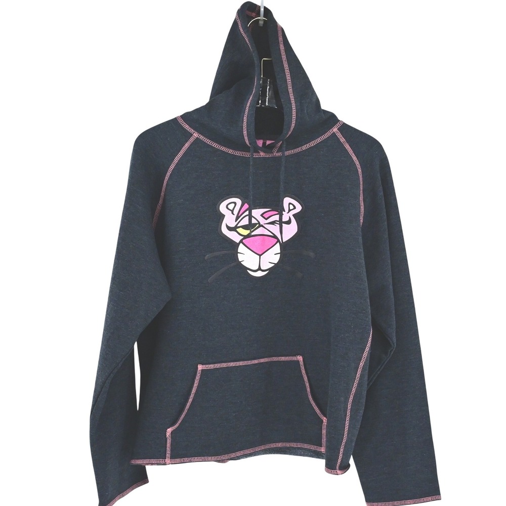 Disney Pink Panther Hoodie Womens XL Charcoal Gray Pink Contrast Stitch Graphic